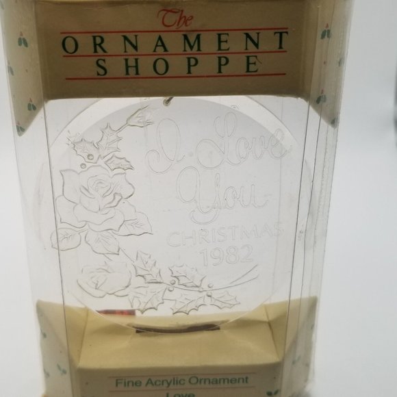 Vintage Christmas Ornament Etched Fine Acrylic I Love You 1982 Round Circle Xmas - Picture 4 of 7